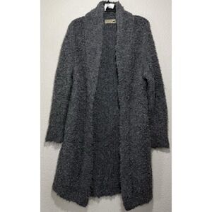 Peruvian Link Women's Grey Alpaca Blend Open Cardigan Soft Textured Knit Duster